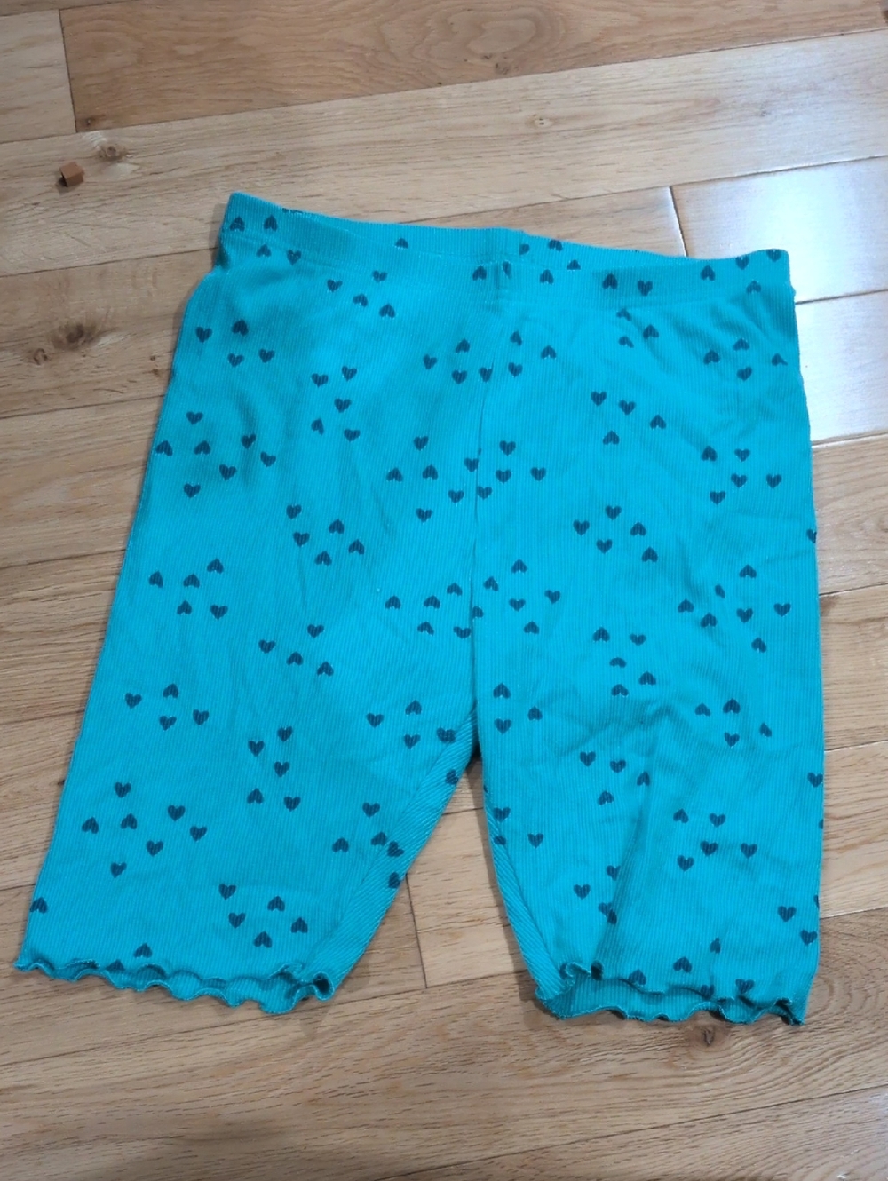 Cat & Jack Teal Bike Shorts with Black Heart Print